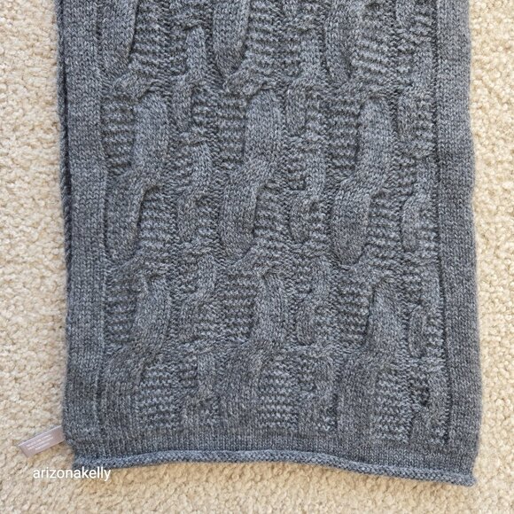 Nordstrom Cashmere Cable Knit Scarf Grey - Picture 3 of 9